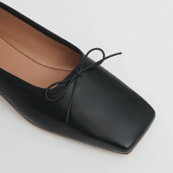 Square Toe Ballerina Flats: s38 Black,  EUC - Picture 2 of 5